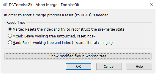 The Abort Merge dialog