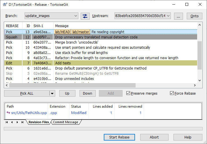 Rebase dialog