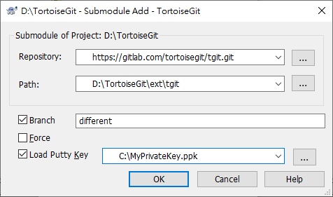 The add submodule dialog
