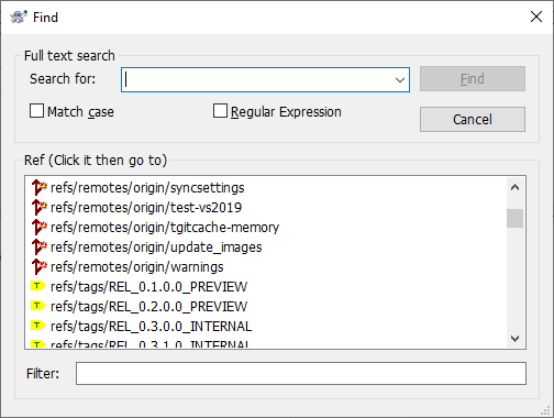 The Search Log Messages Dialog