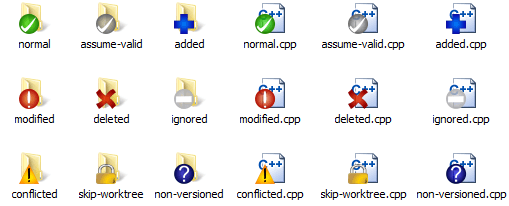 Explorer showing icon overlays