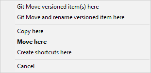 Right drag menu for a directory under version control