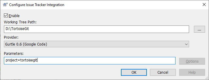 The Settings Dialog, Issue Tracker Integration Page