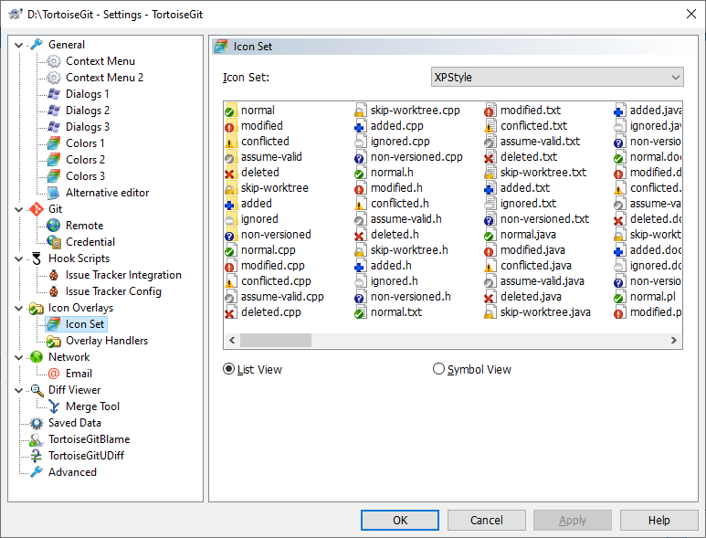 The Settings Dialog, Icon Set Page