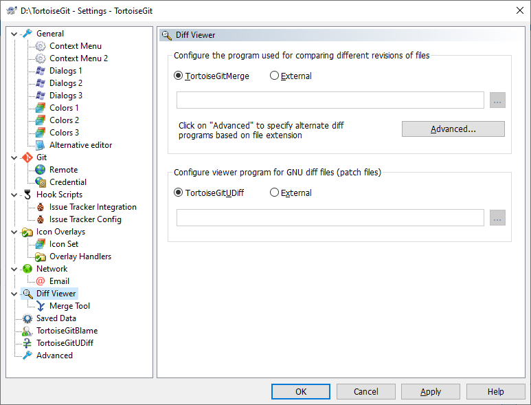 The Settings Dialog, Diff Viewer Page