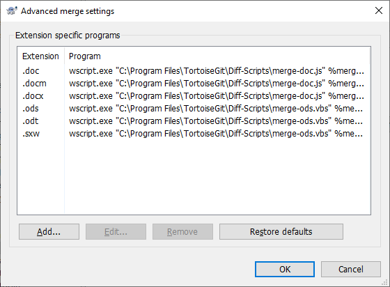 The Settings Dialog, Diff/Merge Advanced Dialog