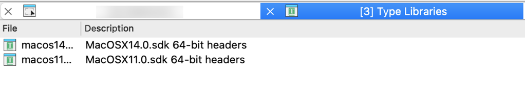 Type libraries view