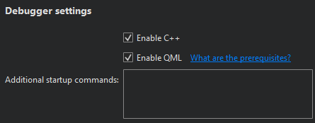 {Debugger settings section in Run Settings}